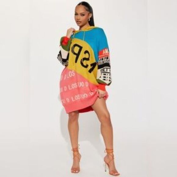 SHEIN Hooded Sweatshirt Dress - Picture 2 of 5